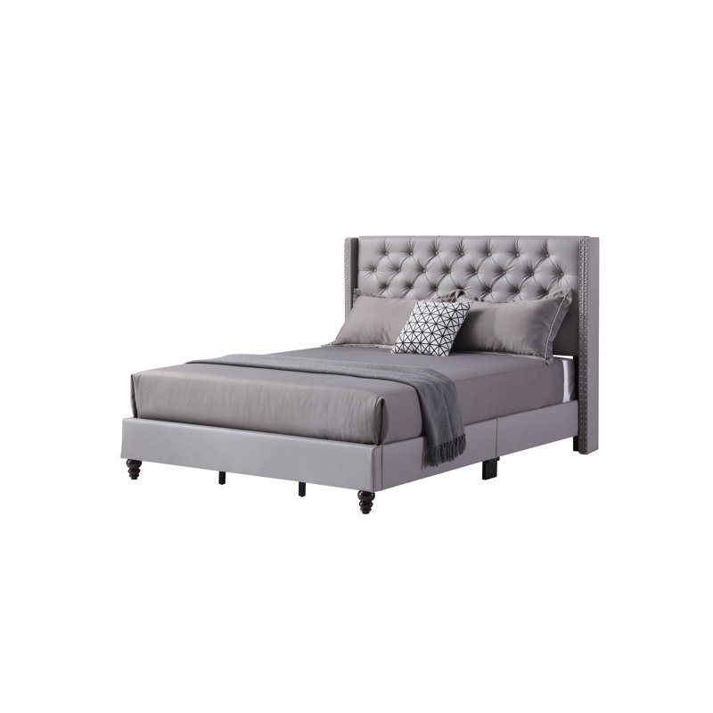 Julie Tufted Upholstered Bed , Full/Double, Gray
