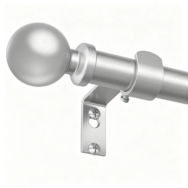 Tringle à rideaux réglable en métal robuste 36-91 po 1 po, épissure télescopique, design décoratif moderne, Argent