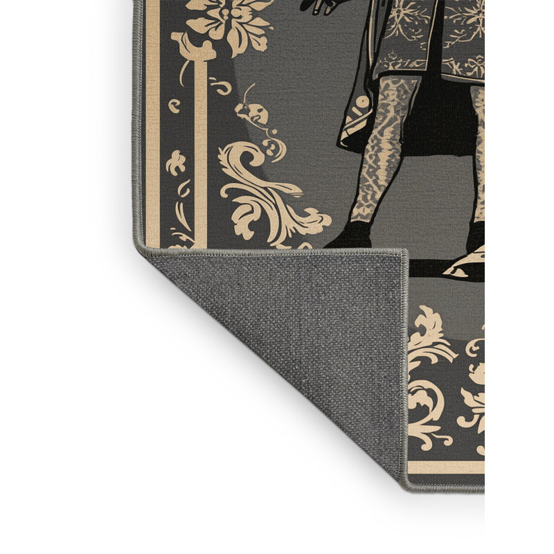 Soft Plush Glenmore Shakespearean Actor Traditional Vintage Look Area Rug in Black – Gray Binding, 7x9