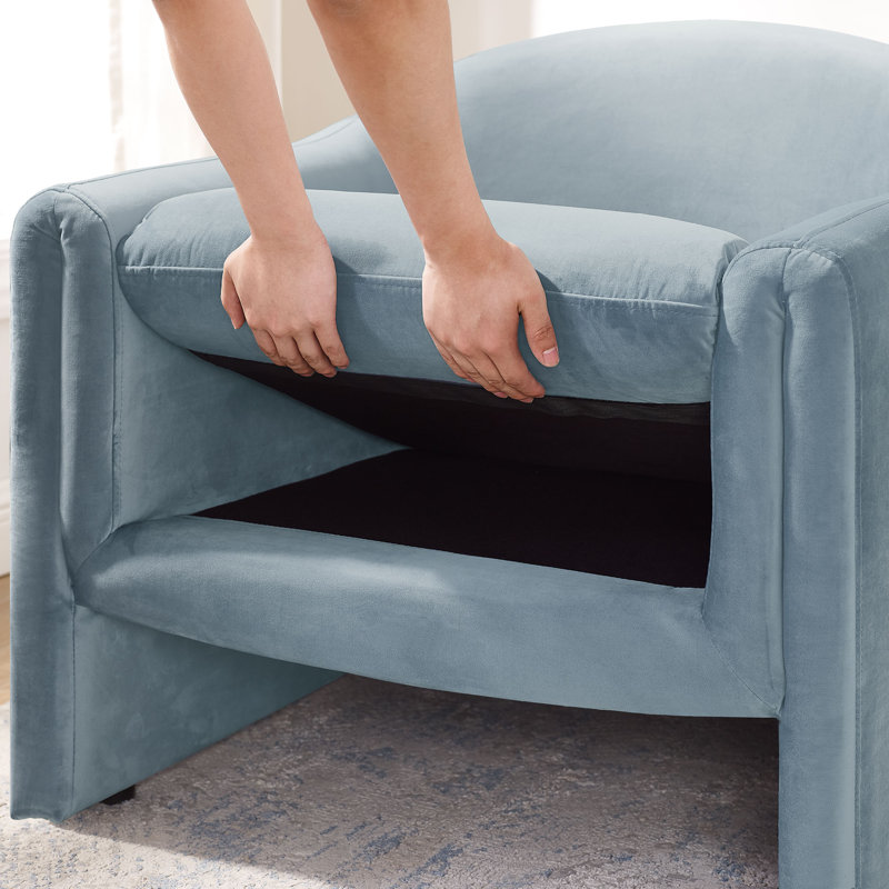 Sephine 31.2" Upholstered Nordic-style Accent Chair, Denim Blue Velvet