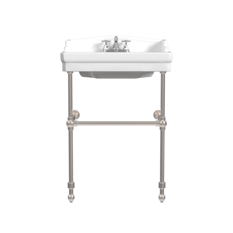 Cheviot Products Essex 24" Console Bathroom Sink with Overflow & Metal Base, 4" Centerset, Polished Nickel