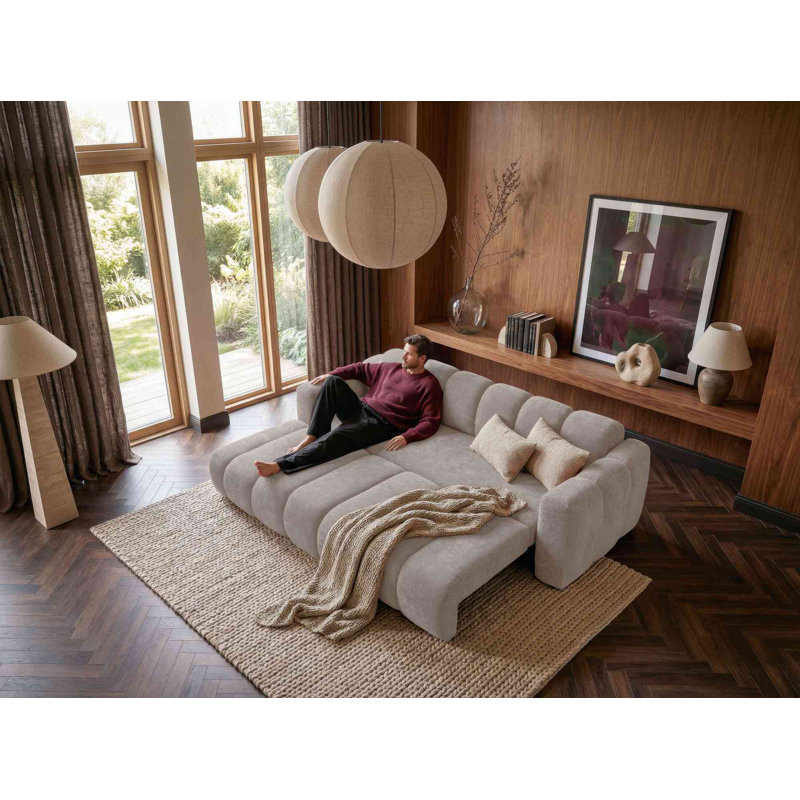 Michell 6 Seater Sofa Bed, Left Hand Facing, Dark Beige