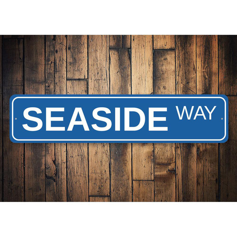 Panneau en aluminium personnalisé Seaside Way, H 4 po x l 18 po x P 0,04 po