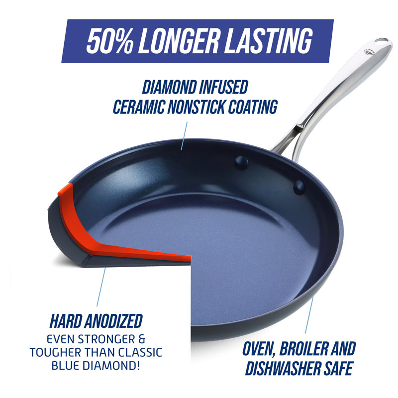 Blue Diamond Hard Anodized Nonstick Covered Fry Pan, 11"