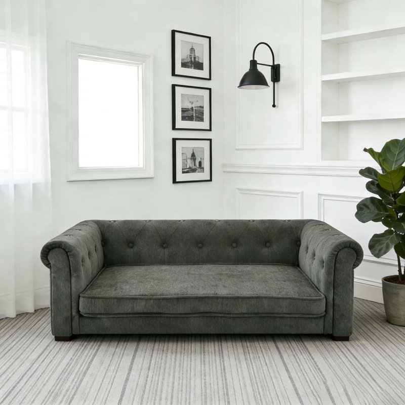 Lit rectangulaire élégant pour petits et moyens chiens, Gris foncé