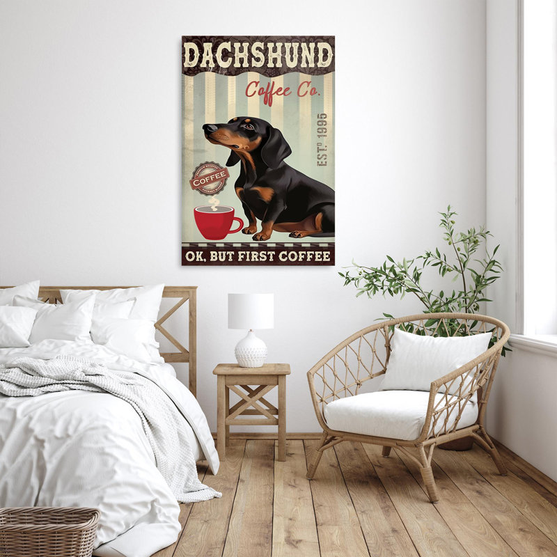 «Dachshund Coffee Co», impression sur toile tendue, H 14 po x l 11 po x P 1,25 po