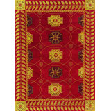 Corinth Wool Geometric Area Rug in Bright Red/Gold/Copper Brown/Ebony