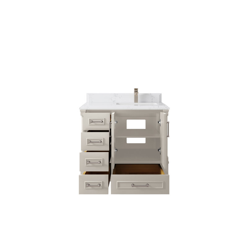 Meuble-lavabo simple 36 po avec comptoir Aberdeen, Finition or brossé, Empira
