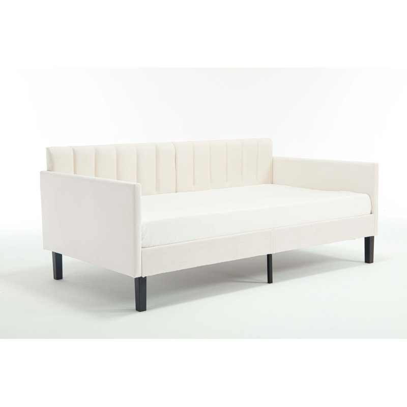 Elena Twin Size Beige Velvet Upholstered Daybed