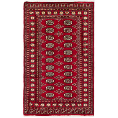 Tapis unique en laine noué à la main style Oushak bordeaux / crème 3 pi 10 po x 6 pi 4 po années 2010 Kanise