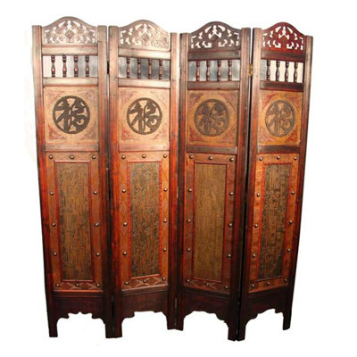 64" W x 72" H 4 - Panel Solid Wood Folding Room Divider by Bungalow Rose