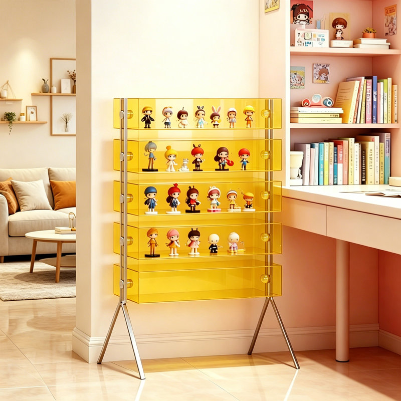 Acrylic multi-layer colored bookcase, Yellow