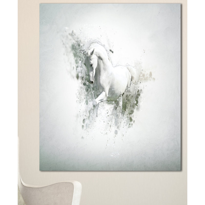 « gracieuse white cheval », impression sur toile tendue, H 40 po x l 30 po x p 1 po