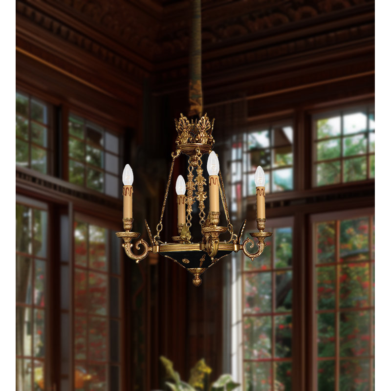 Lustre empire rétro style bougie 4 lumières