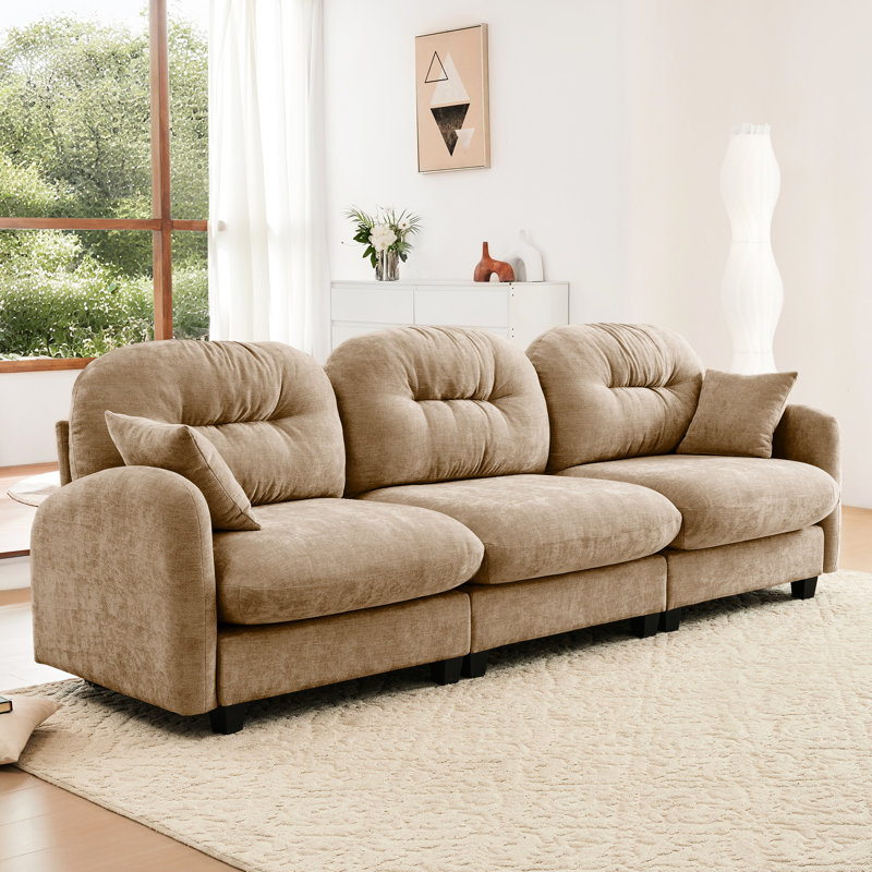 Canapé modulaire à trois places, tissu chenille, courbe ergonomique, modulaire chameau modulaire, chenille douce, conception de siège, disposition flexible,