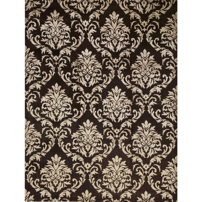 Tapis brun et beige de haute qualité noué à la main