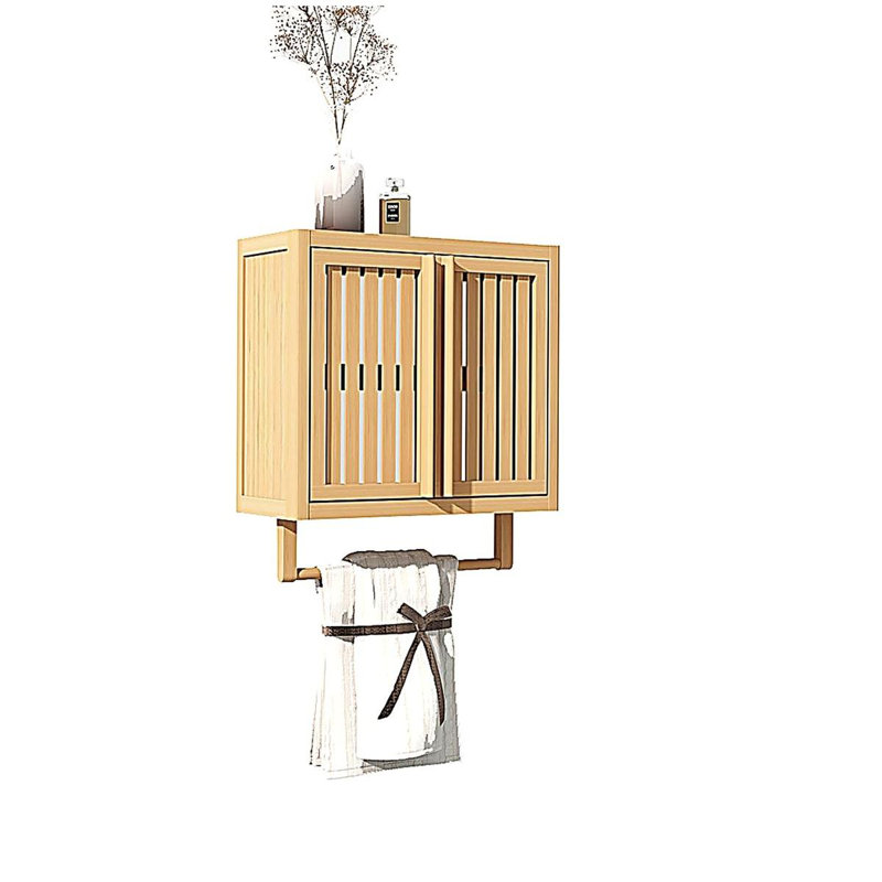 Boîte de rangement murale en bambou pour salle de bain
