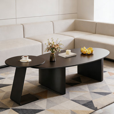 Ensemble de tables basses ovales Home Home avec base en métal