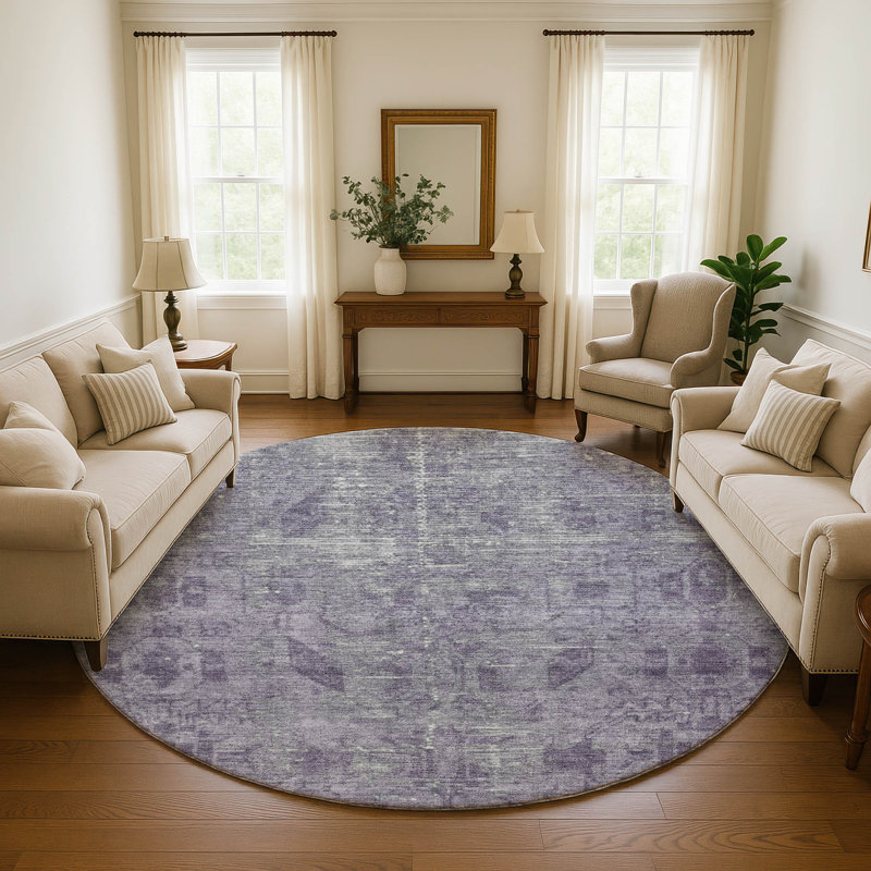 Premium Machine Washable Larock AMF1228 Global Rug, Round 8'
