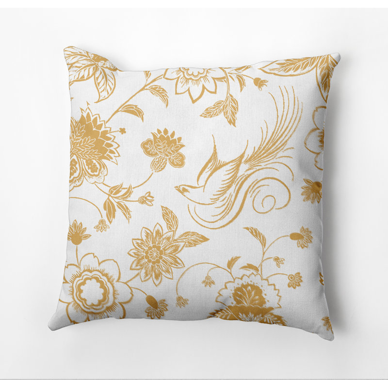 Housse de coussin d'extérieur carré Botanical Blooms, Or, 16 po x 16 po