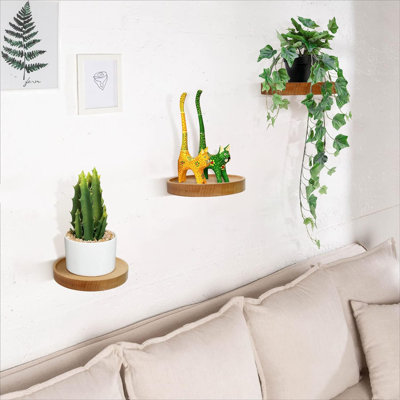 Lailey Circle Wood Floating Shelf