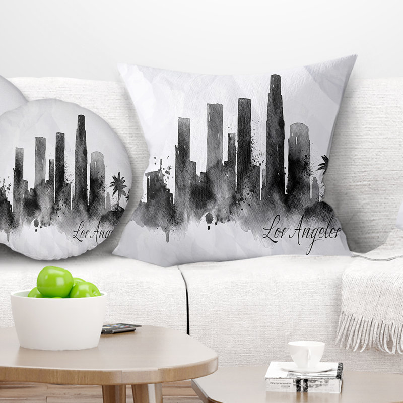 Coussin Los Angeles, 16 po x 1 po, Coussin décoratif, Blanc