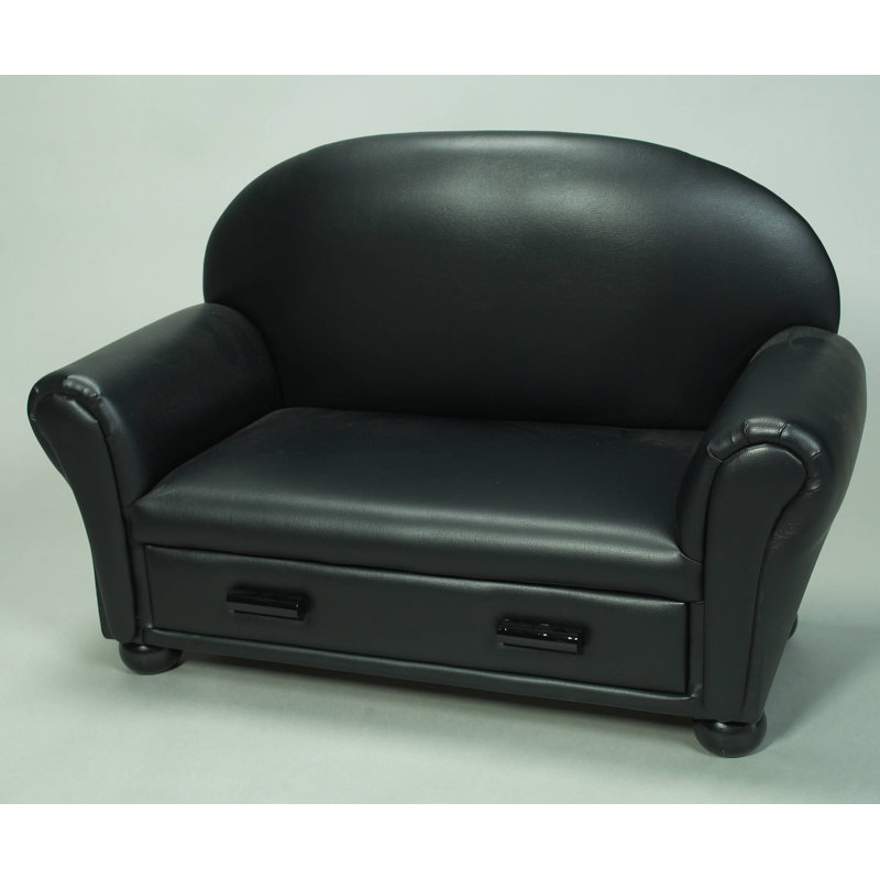 Kids 9'' Sofa / Sectional and Ottoman, Black