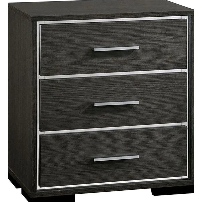 Table de chevet moderne en bois massif de couleur gris chaud