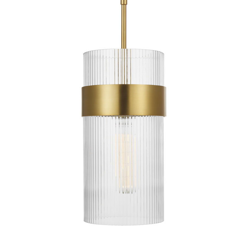 Geneva 1 - Light Pendant, 13.75" H x 7" W x 7" D, Burnished Brass