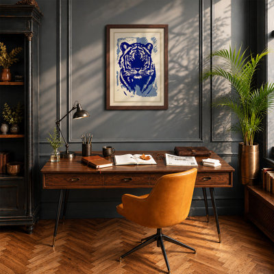 Striking Tiger Head Modern - Framed Print