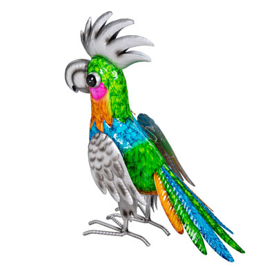 Metal Gradient Parrot Garden Statue, 14in