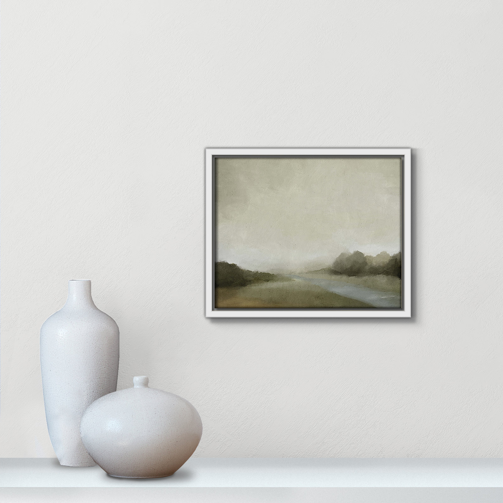 Vanora "Lovers Creek" Painting, 9.5" H x 11.5" W, White