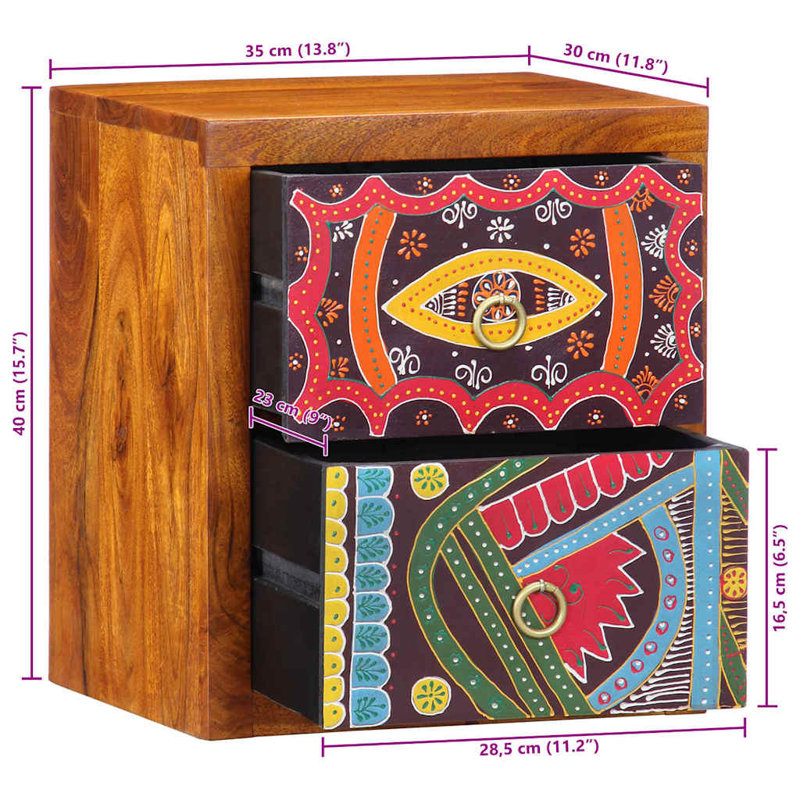 35cm W Solid Wood Bedside Table