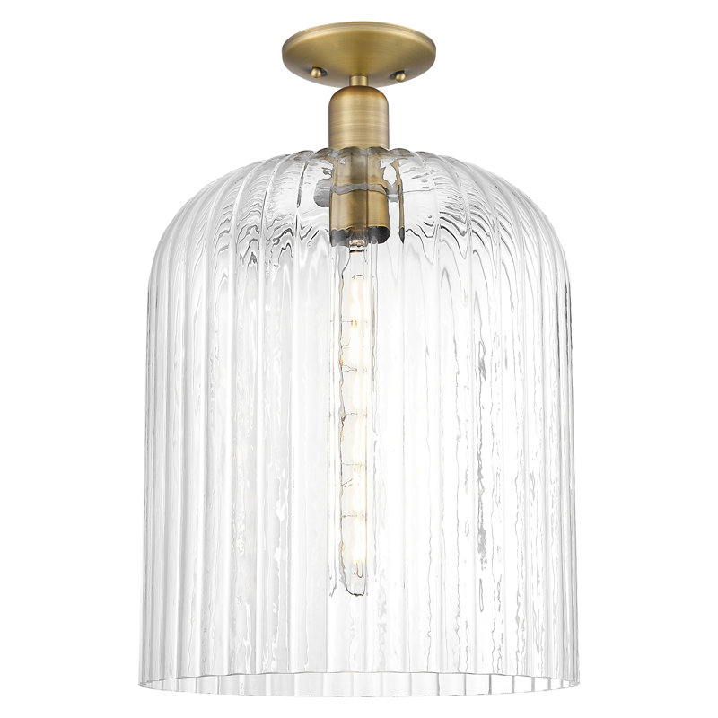 Downtown Urban - Franklin - 1 Light 12" Semi-Flush Mount , Clear, Brushed Brass