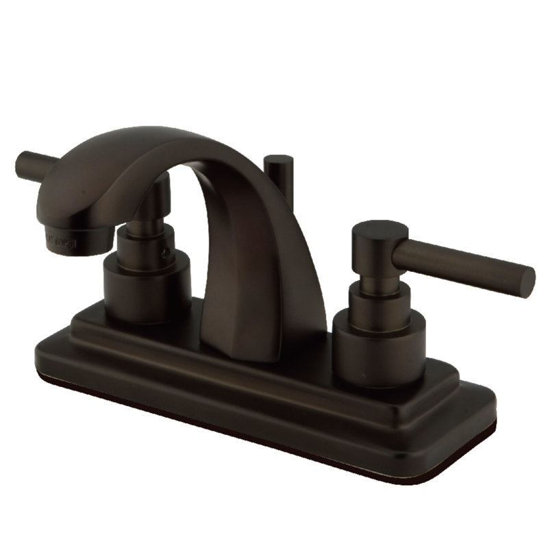 Kingston Brass Elinvar Two-Handle 3-Hole Deck Mount 4" Centerset Bathroom Faucet with Brass Pop-Up, Oil Rubbed Bronze