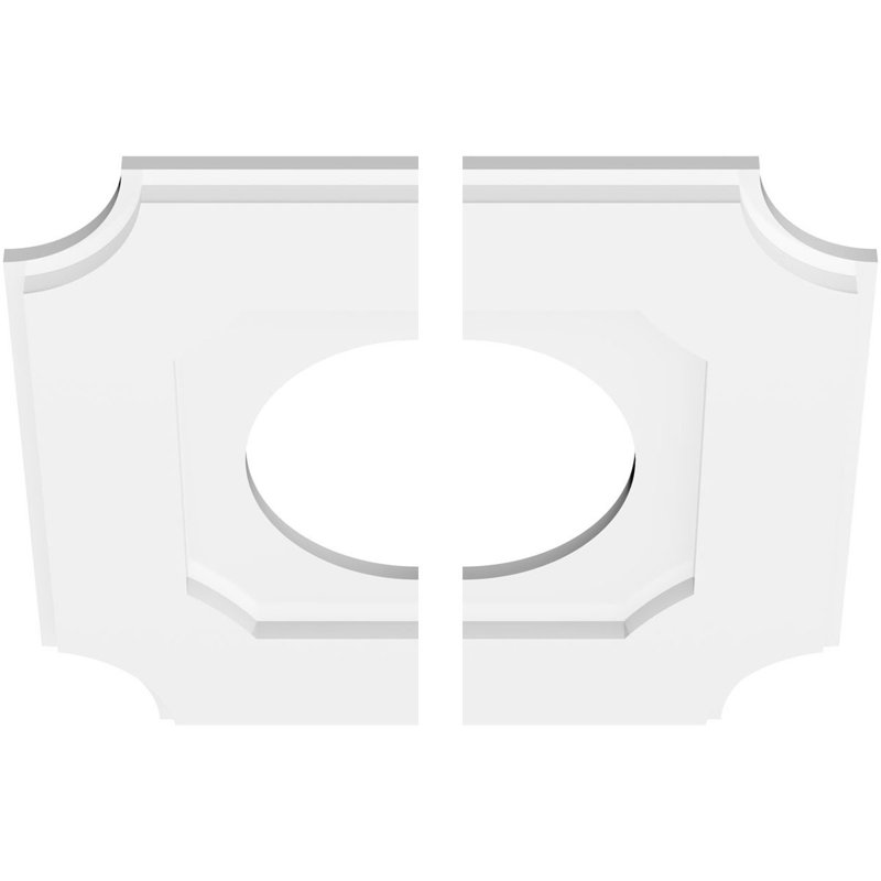 Médaillon de plafond contemporain en PVC de qualité architecturale Locke, deux pièces, H 1 po x l 16 po x P 16 po