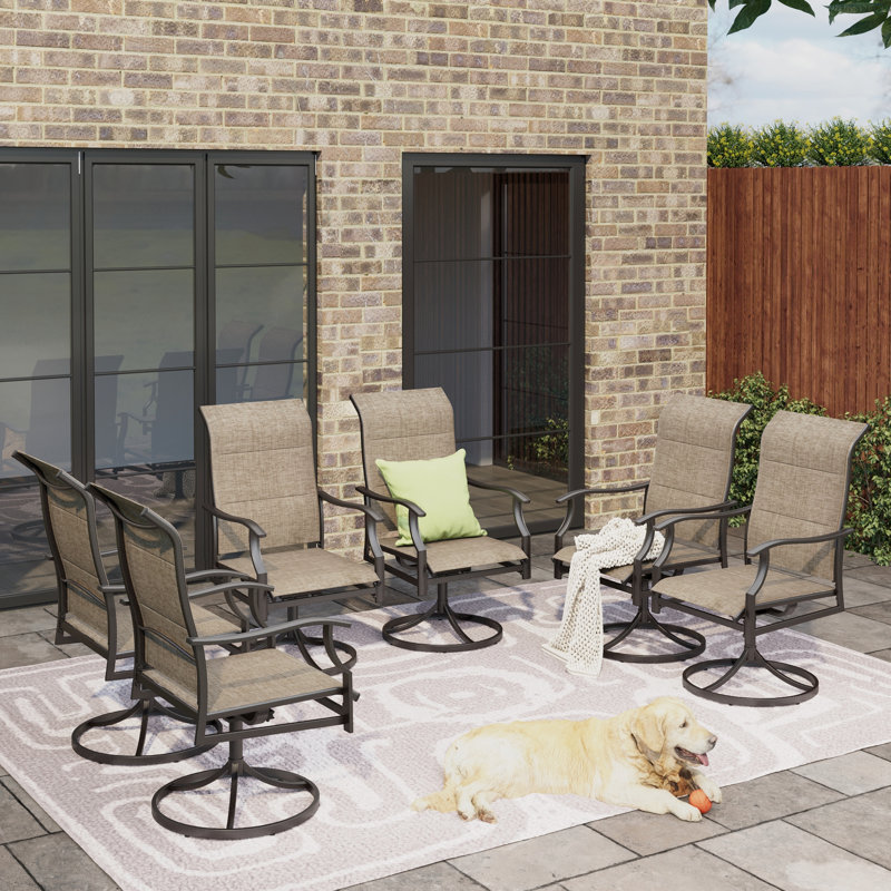 6 chaises de patio pivotantes 6 pièces