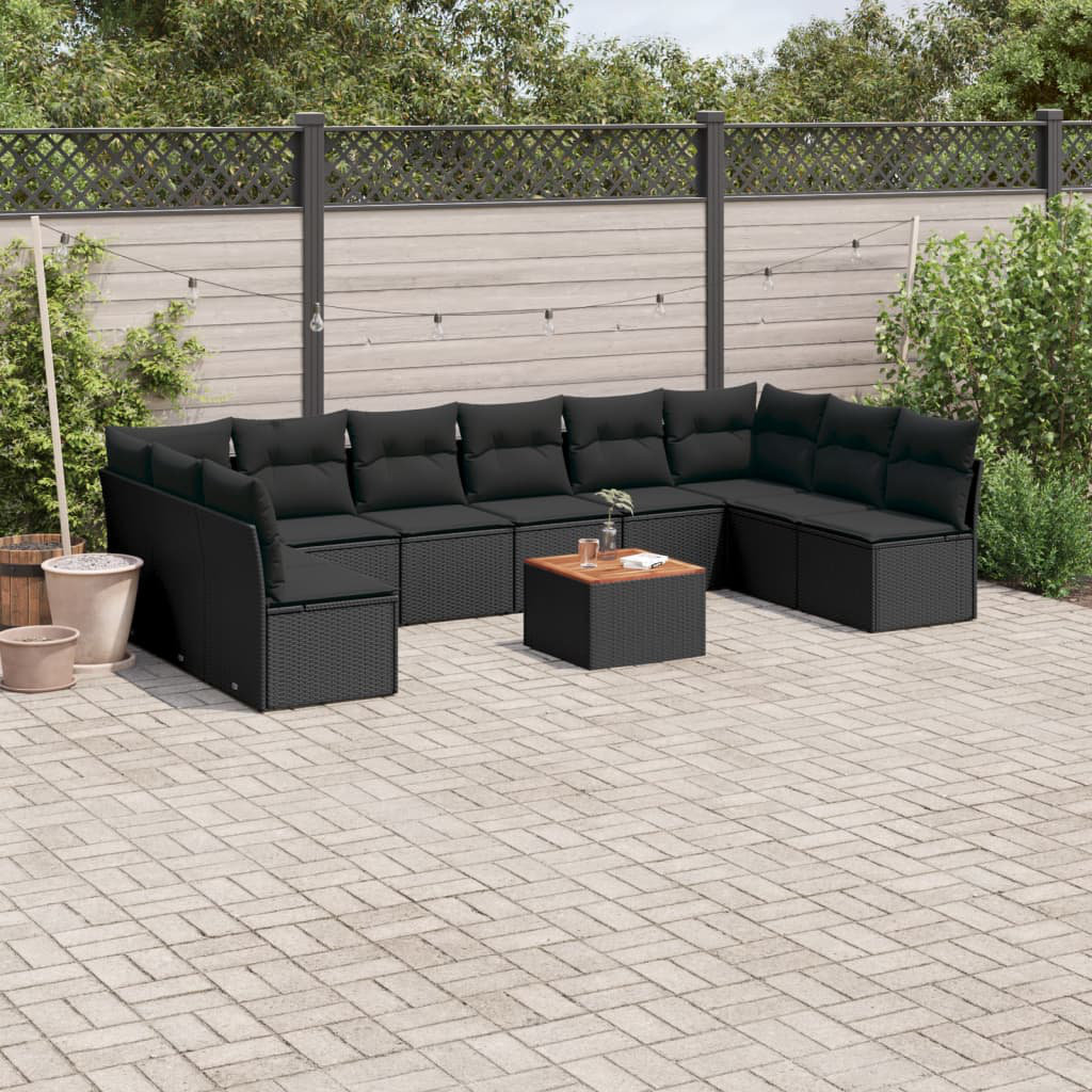 Vidaxl 11-Tlg. Garten-Sofagarnitur aus Polyrattan mit Kissen