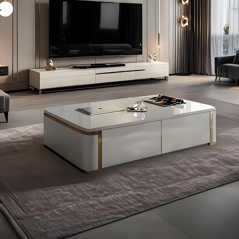 Table basse moderne avec tiroir de rangement, H 15,74 po x L 47,24 po x l 27,55 po