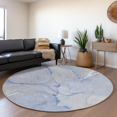 Premium Machine Washable Cerrito AMF510 Blue Rug