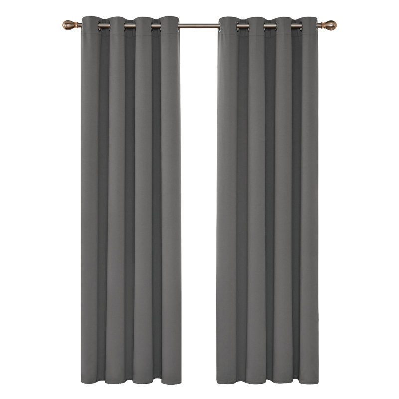 Brynnli Eyelet Blackout Thermal Curtains, 168cm W x 138cm D, Light Grey