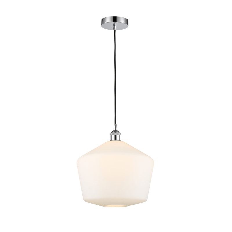 Luminaire suspendu 1 lumière Gabbie, Blanc mat, Chrome poli