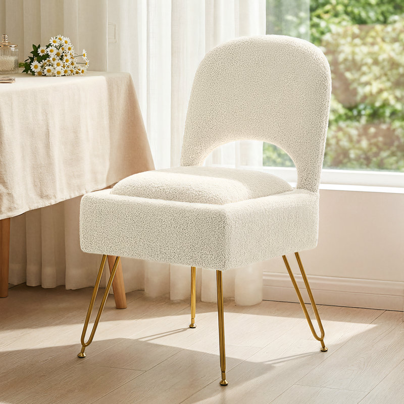 Modern Upholstered Teddy Accent Chair, Vanity Chair with Storage Box, Foldable Backrest，footstool, White