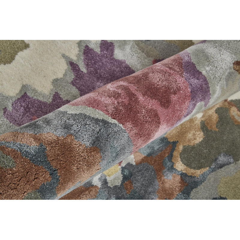Dafney Transitional Floral & Botanical, Purple/Pink/Green Area Rug, Rectangle 10' x 14'