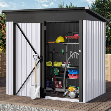 Outsunny 30 x 21 x 71 Garden Storage Shed, Sheds & Outdoor Storage  Outdoor Workshop Yard Tool Utility Storage House Water-resistant  All-weather Cover Spire Roof with 3 Tiers Shelves Grey