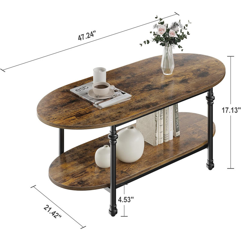 Table basse ovale unique de 47,2 po, Brun