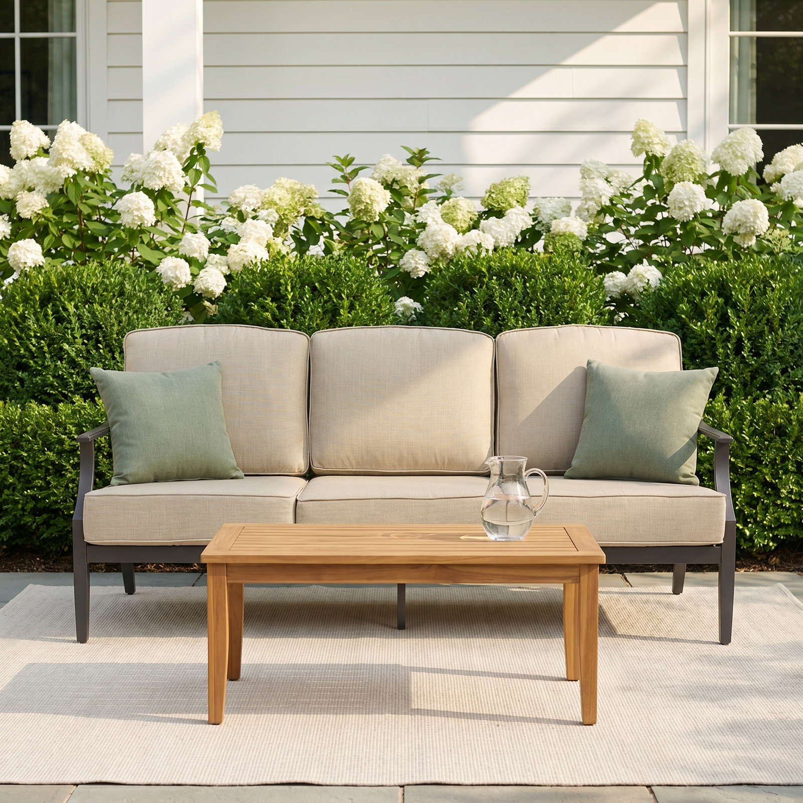 Tamarin Aluminum Outdoor Patio Sofa With Sunbrella Cushions