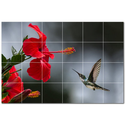 Bird Photo 8'' x 8'' Satin Ceramic Decorative Mural