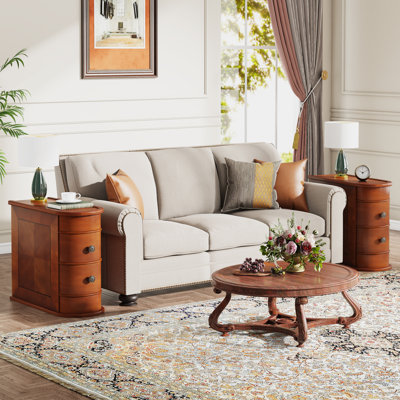 Solid Wood 2-Drawer End Table