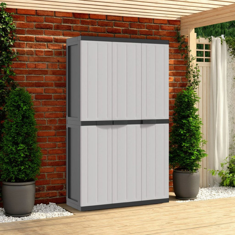 Armoire de rangement d'extérieur avec 3 portes Kion, gris, 38 po Kion
